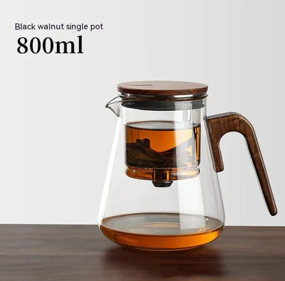 Walnut Full Glass Liner Teapot