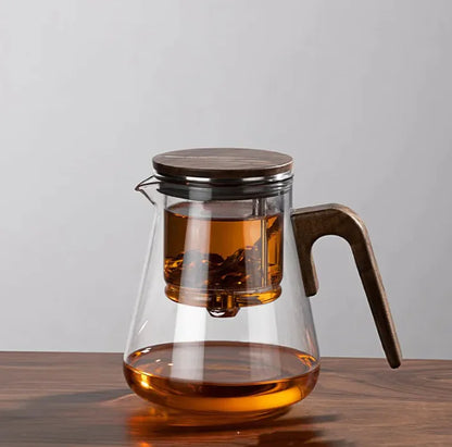 Walnut Full Glass Liner Teapot